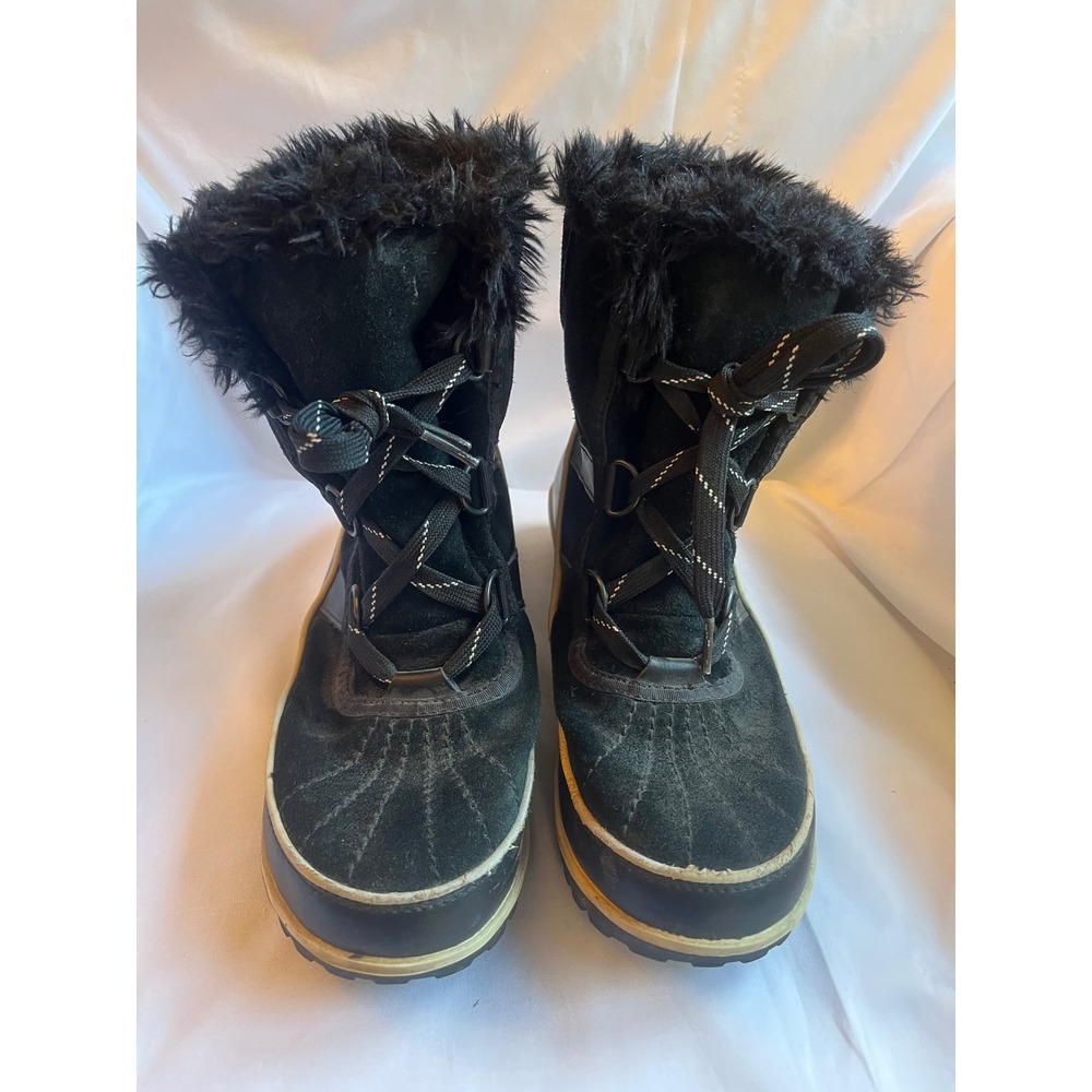 Sorel Tivoli II Black Faux Fur Waterproof Winter Snow Boots NL2089-010 Women 7.5
